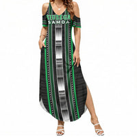 Personalised Siusega Samoa Summer Maxi Dress Samoan Tribal Pattern LT05 Women Green - Polynesian Pride