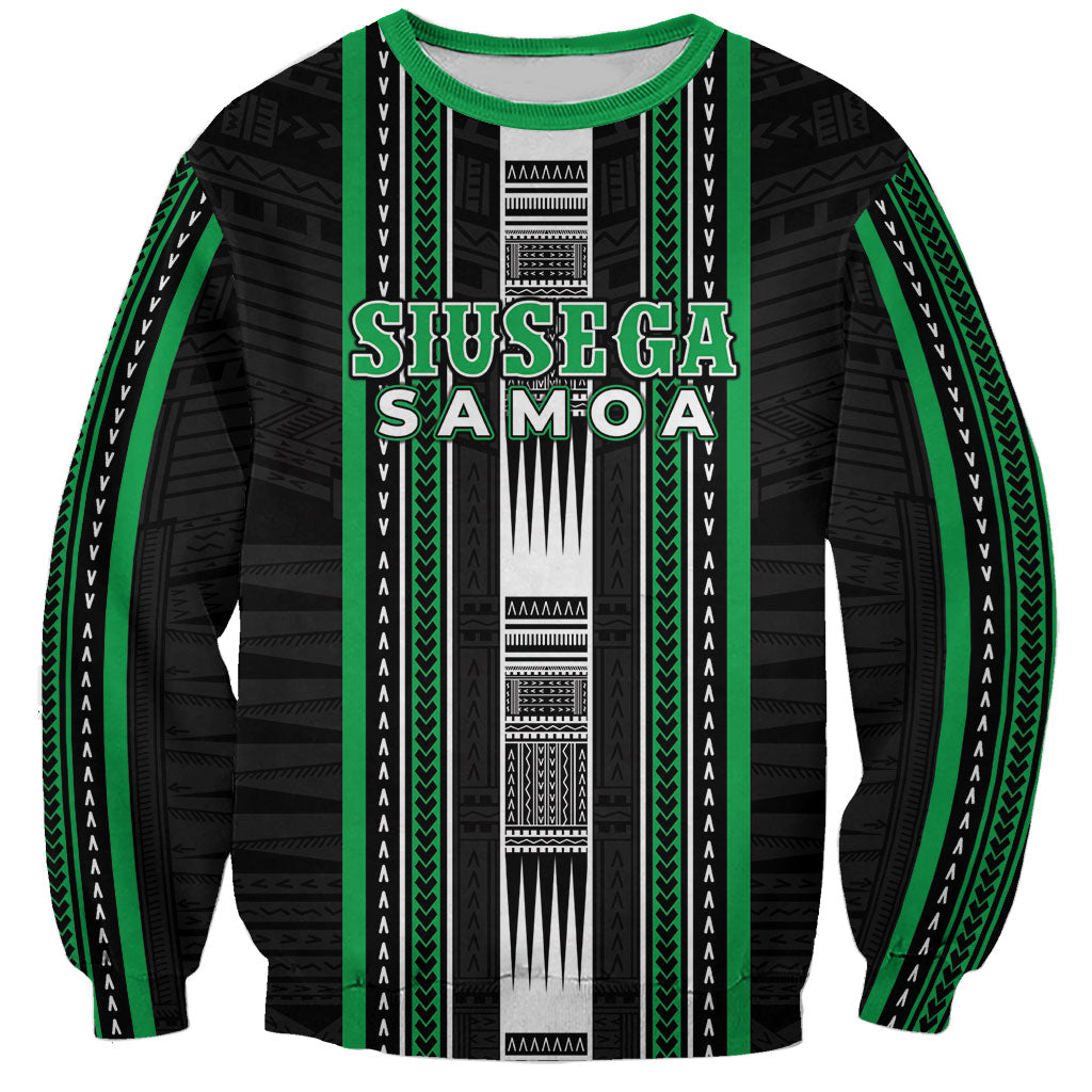 Personalised Siusega Samoa Sweatshirt Samoan Tribal Pattern LT05 Unisex Green - Polynesian Pride