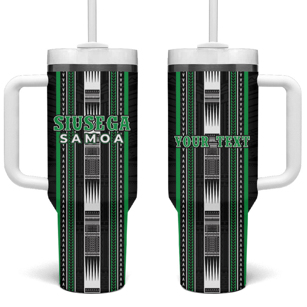 Personalised Siusega Samoa Tumbler With Handle Samoan Tribal Pattern LT05 One Size: 40 oz Green - Polynesian Pride