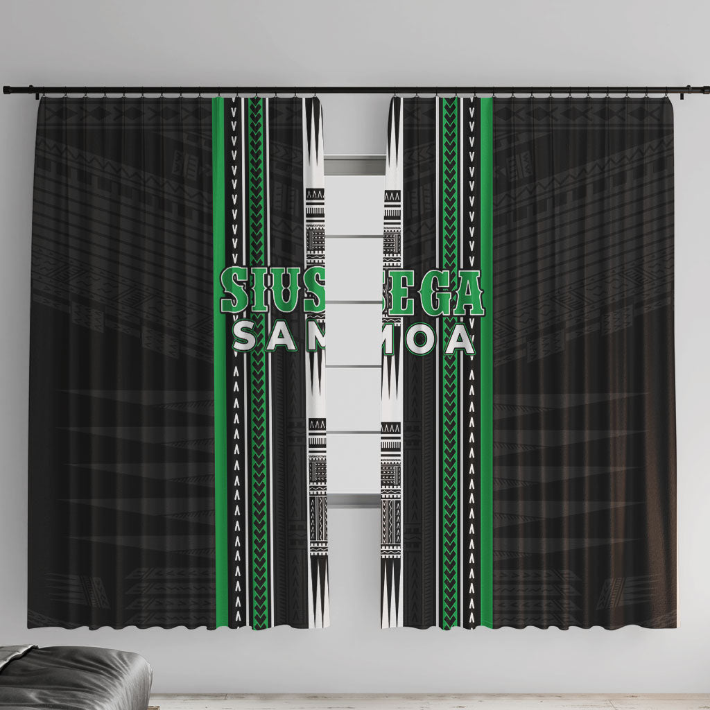 Siusega Samoa Window Curtain Samoan Tribal Pattern LT05 With Hooks Green - Polynesian Pride