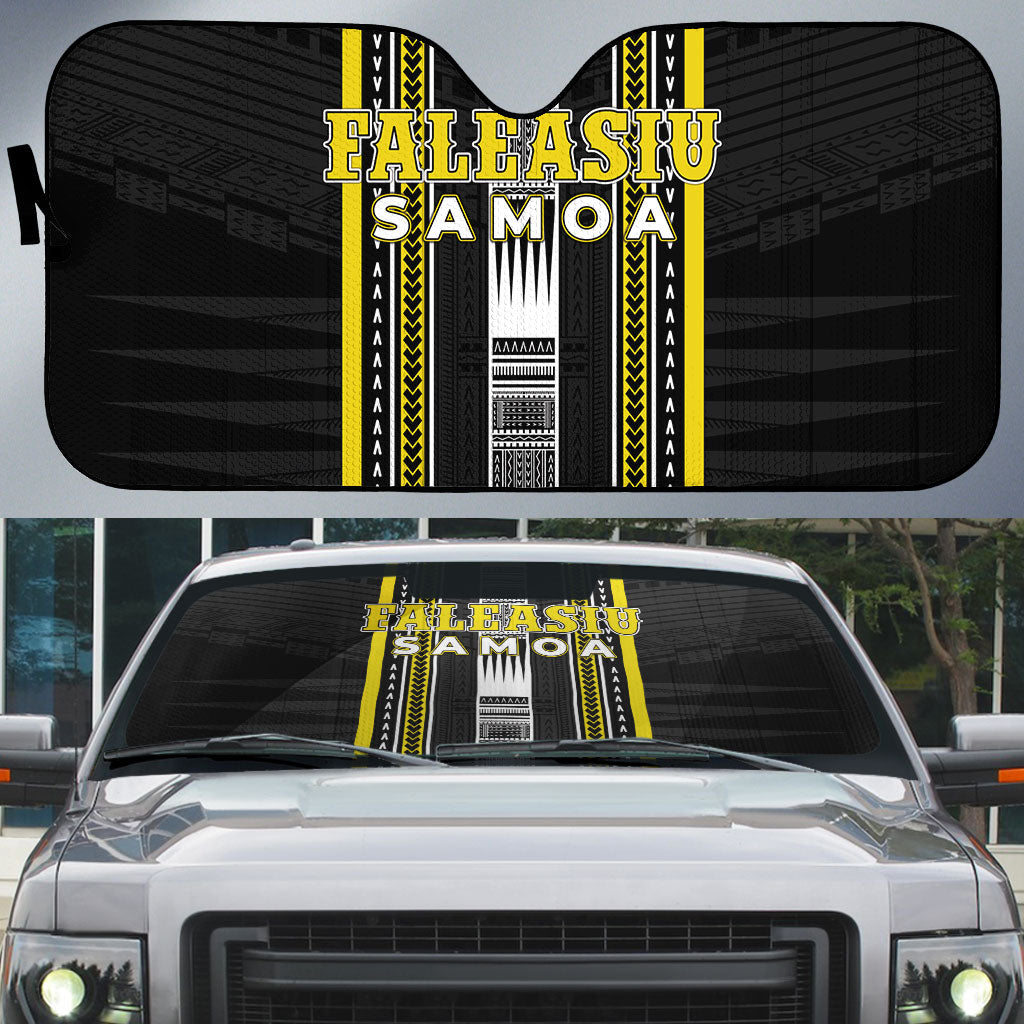 Faleasiu Samoa Auto Sun Shade Samoan Tribal Pattern LT05 Yellow - Polynesian Pride