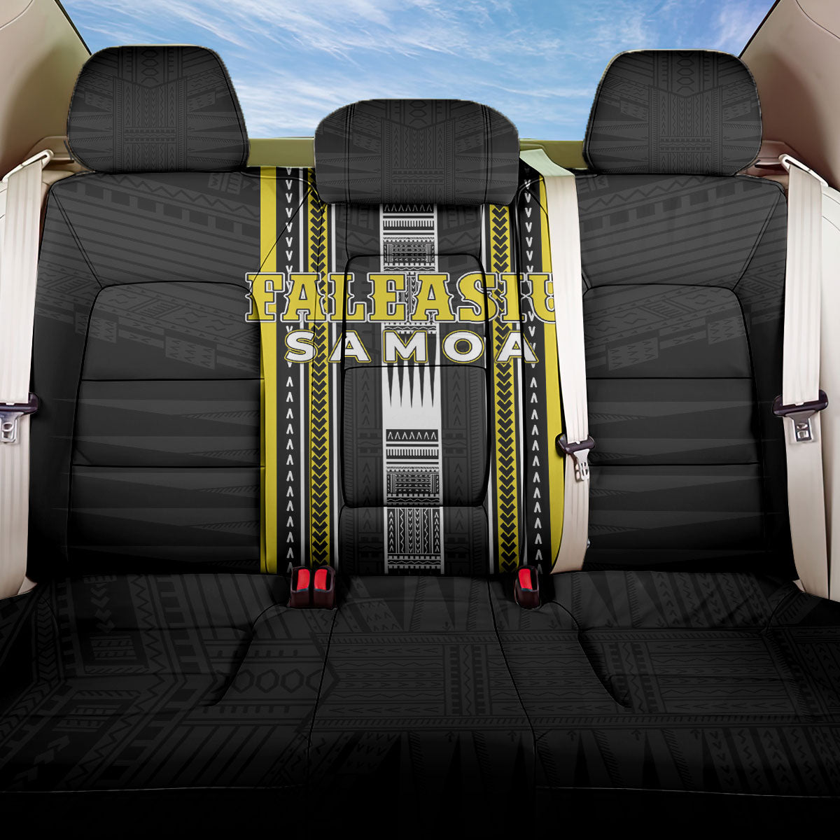 Faleasiu Samoa Back Car Seat Cover Samoan Tribal Pattern LT05 One Size Yellow - Polynesian Pride