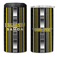 Personalised Faleasiu Samoa 4 in 1 Can Cooler Tumbler Samoan Tribal Pattern LT05 One Size: 16 oz Yellow - Polynesian Pride