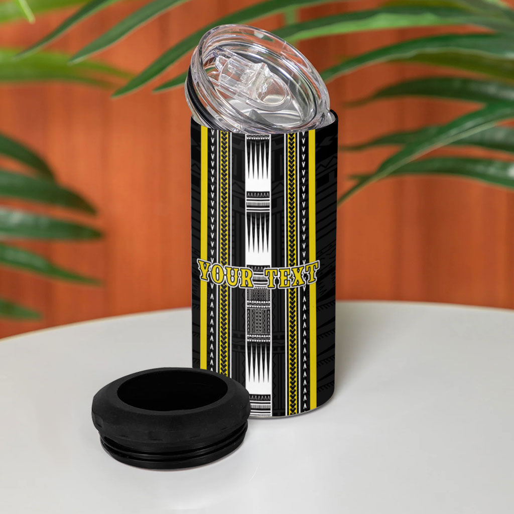 Personalised Faleasiu Samoa 4 in 1 Can Cooler Tumbler Samoan Tribal Pattern LT05 - Polynesian Pride