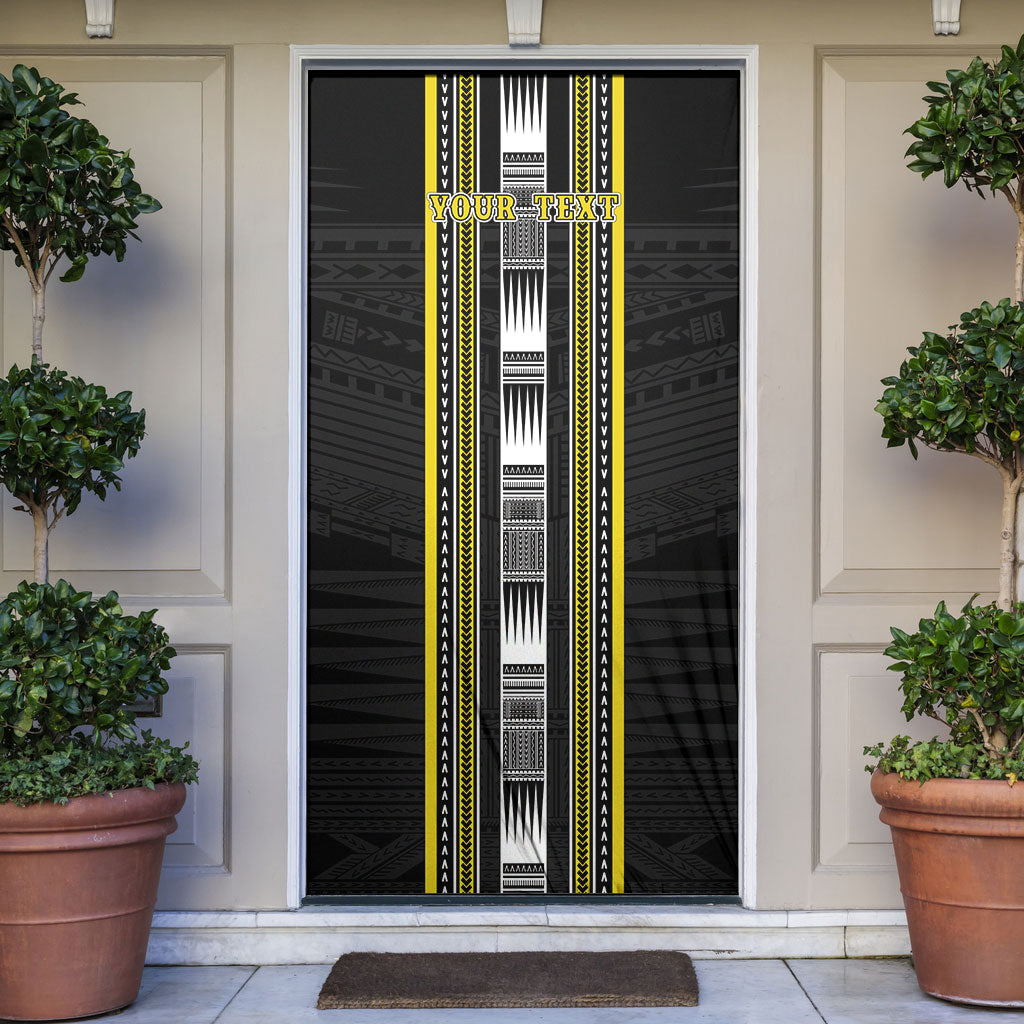 Personalised Faleasiu Samoa Door Cover Samoan Tribal Pattern LT05 Yellow - Polynesian Pride