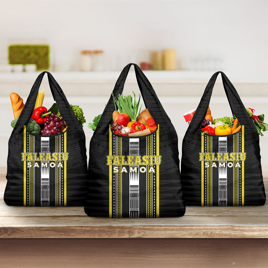 Faleasiu Samoa Grocery Bag Samoan Tribal Pattern LT05 3-pack One Size Yellow - Polynesian Pride