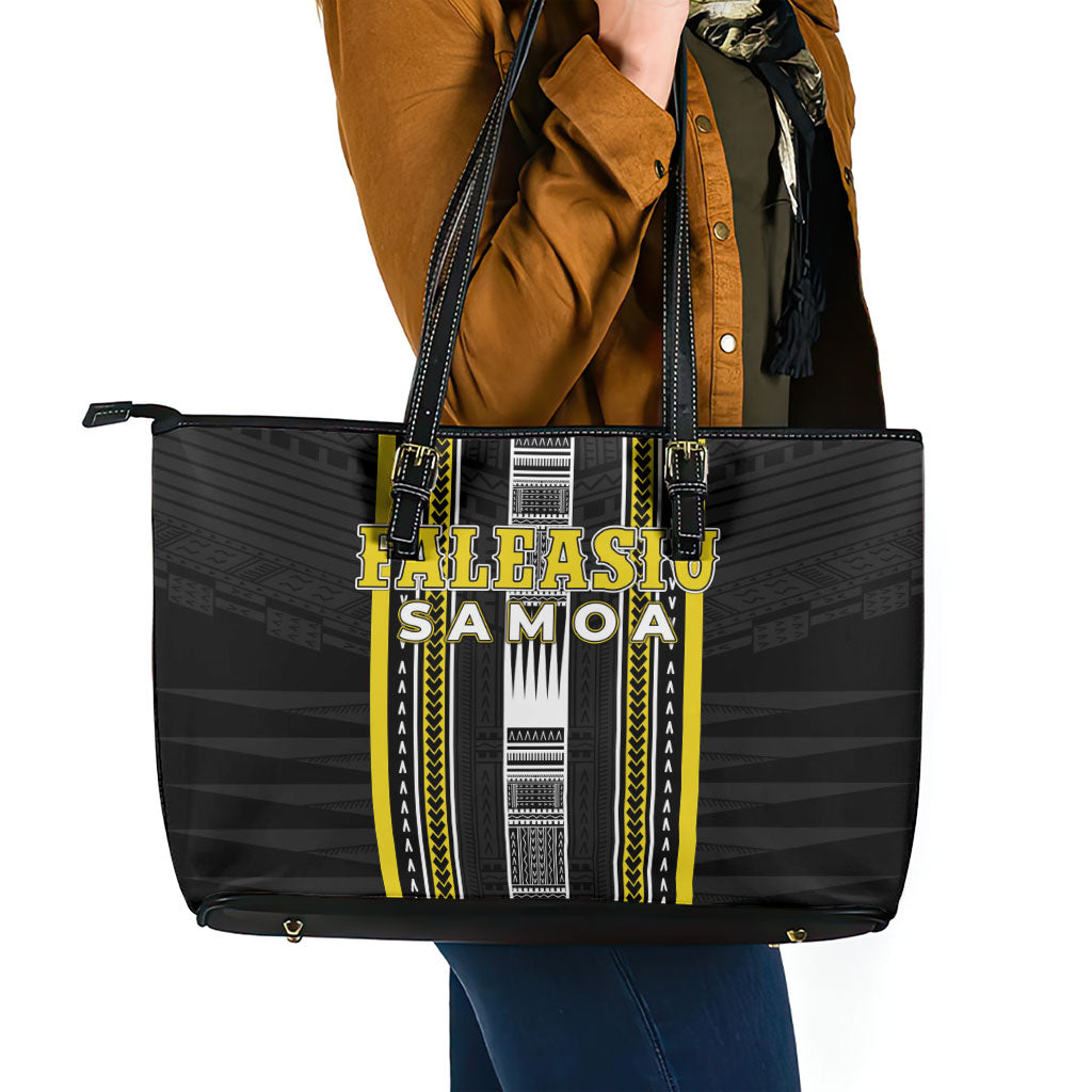 Faleasiu Samoa Leather Tote Bag Samoan Tribal Pattern LT05 - Polynesian Pride