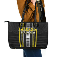Faleasiu Samoa Leather Tote Bag Samoan Tribal Pattern LT05 - Polynesian Pride