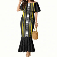 Personalised Faleasiu Samoa Mermaid Dress Samoan Tribal Pattern LT05 Women Yellow - Polynesian Pride