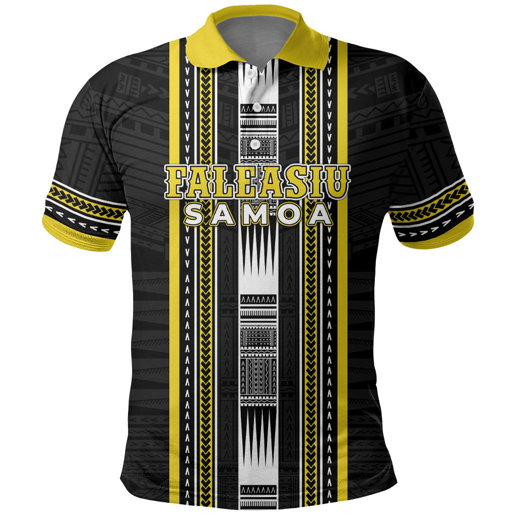 Personalised Faleasiu Samoa Polo Shirt Samoan Tribal Pattern LT05 Yellow - Polynesian Pride
