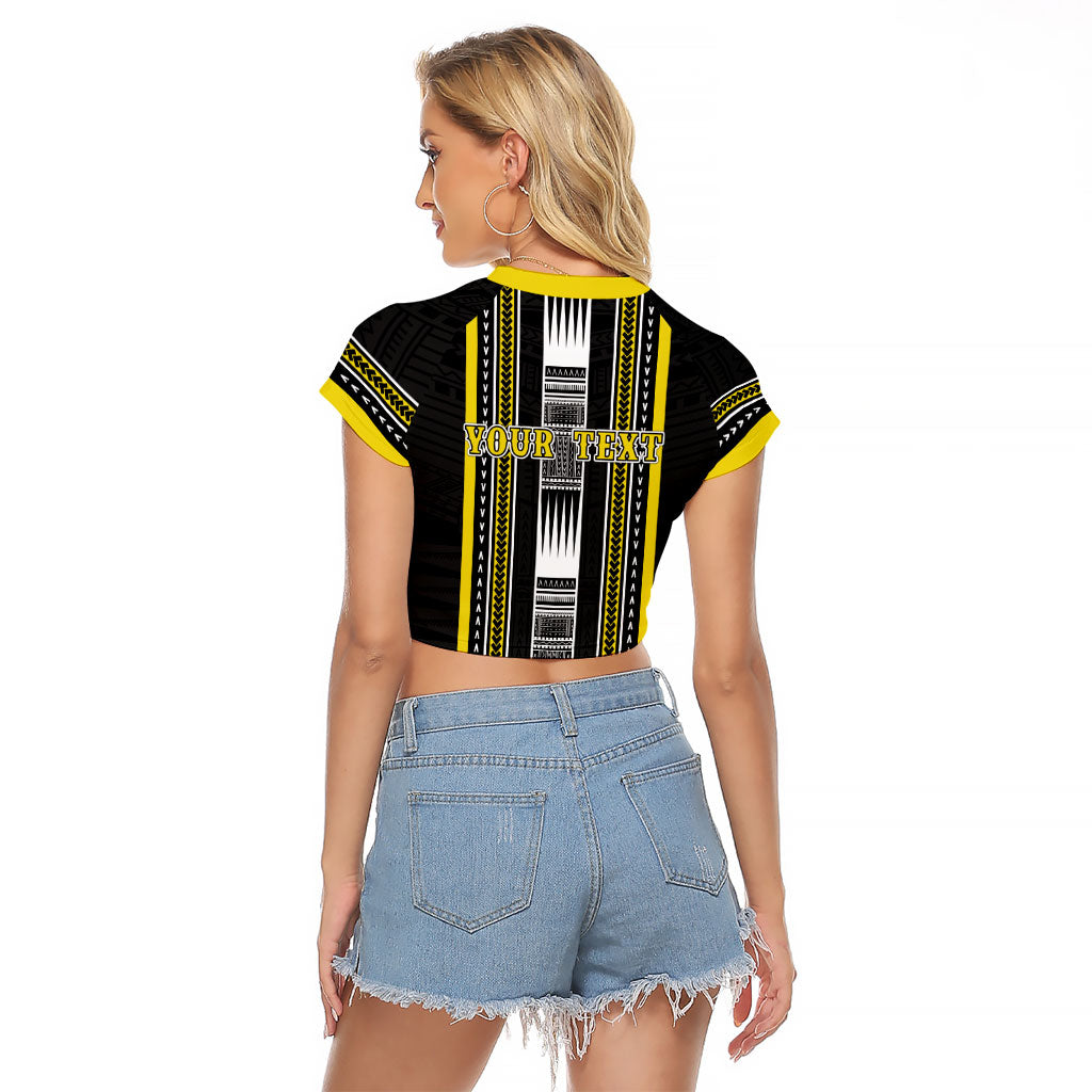 Personalised Faleasiu Samoa Raglan Cropped T Shirt Samoan Tribal Pattern LT05 - Polynesian Pride