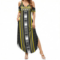 Personalised Faleasiu Samoa Summer Maxi Dress Samoan Tribal Pattern LT05 Women Yellow - Polynesian Pride