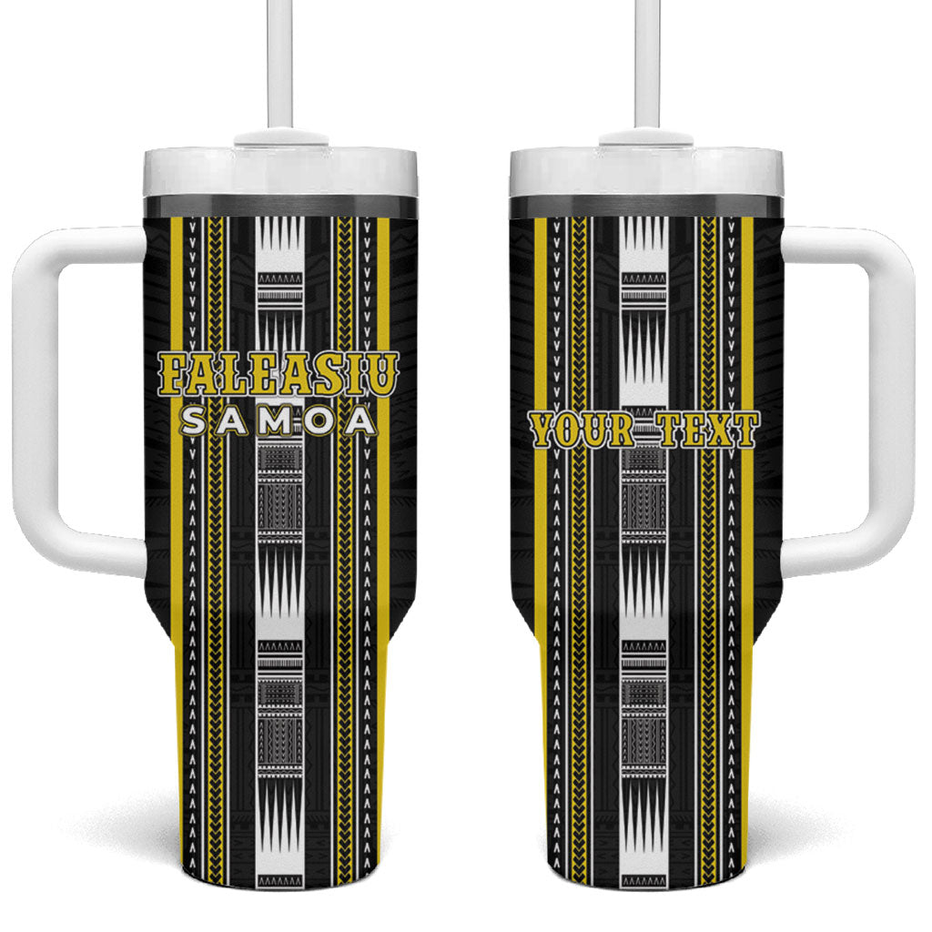 Personalised Faleasiu Samoa Tumbler With Handle Samoan Tribal Pattern