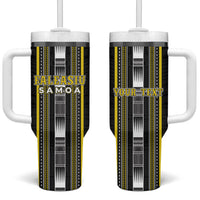 Personalised Faleasiu Samoa Tumbler With Handle Samoan Tribal Pattern LT05 One Size: 40 oz Yellow - Polynesian Pride