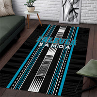 Faleula Samoa Area Rug Samoan Tribal Pattern LT05 Blue - Polynesian Pride