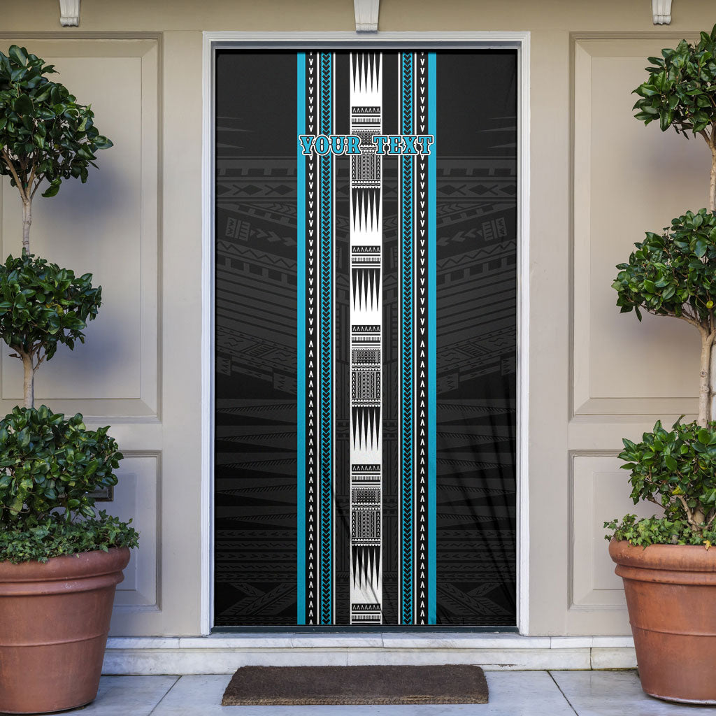 Personalised Faleula Samoa Door Cover Samoan Tribal Pattern LT05 Blue - Polynesian Pride