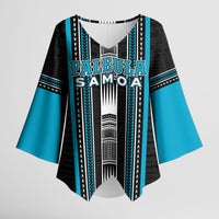 Personalised Faleula Samoa Kimono Sleeve Blouse Samoan Tribal Pattern LT05 Female Blue - Polynesian Pride