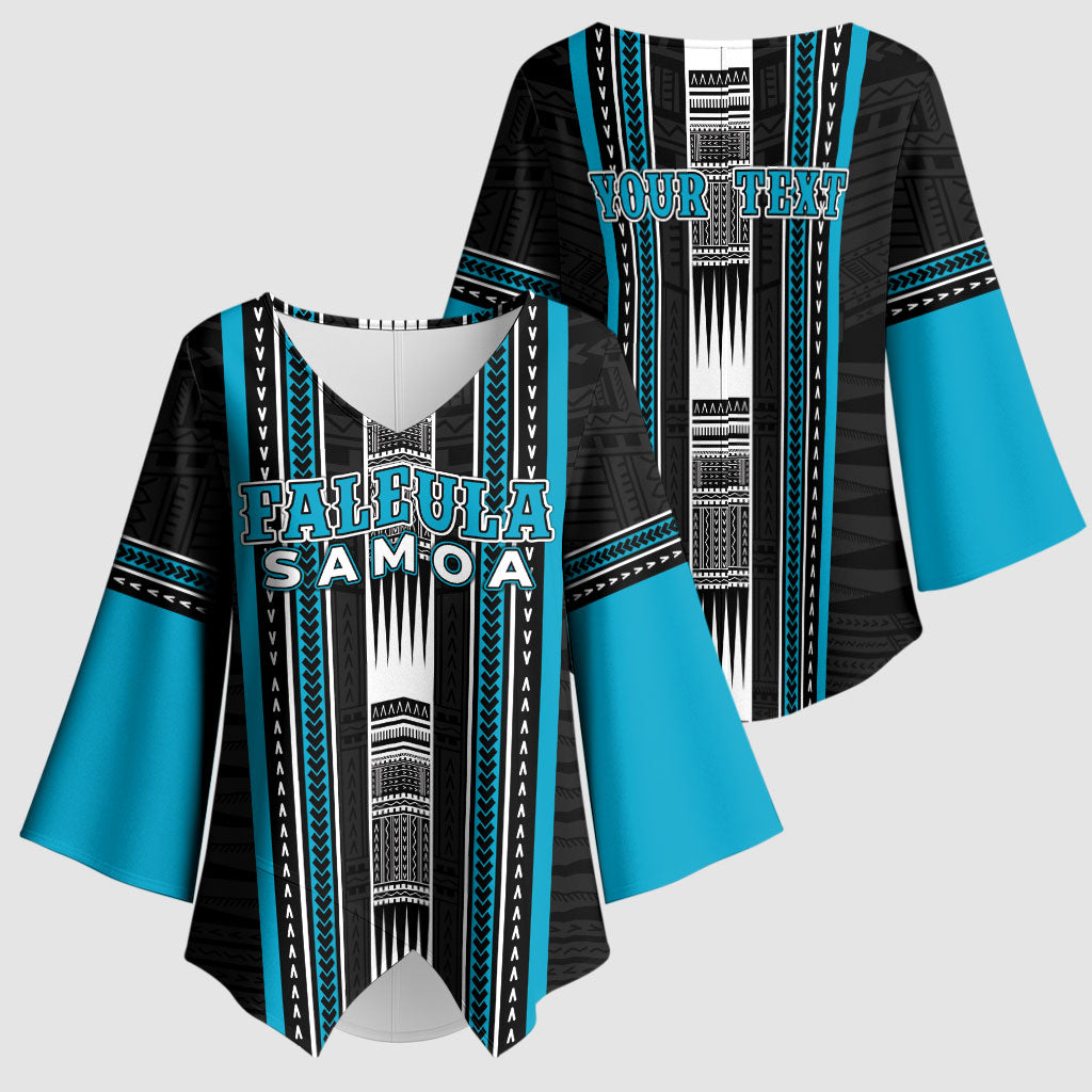 Personalised Faleula Samoa Kimono Sleeve Blouse Samoan Tribal Pattern LT05 - Polynesian Pride