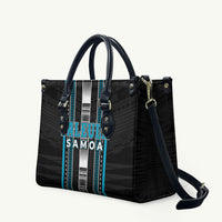Faleula Samoa Leather Bag Samoan Tribal Pattern LT05 Blue - Polynesian Pride