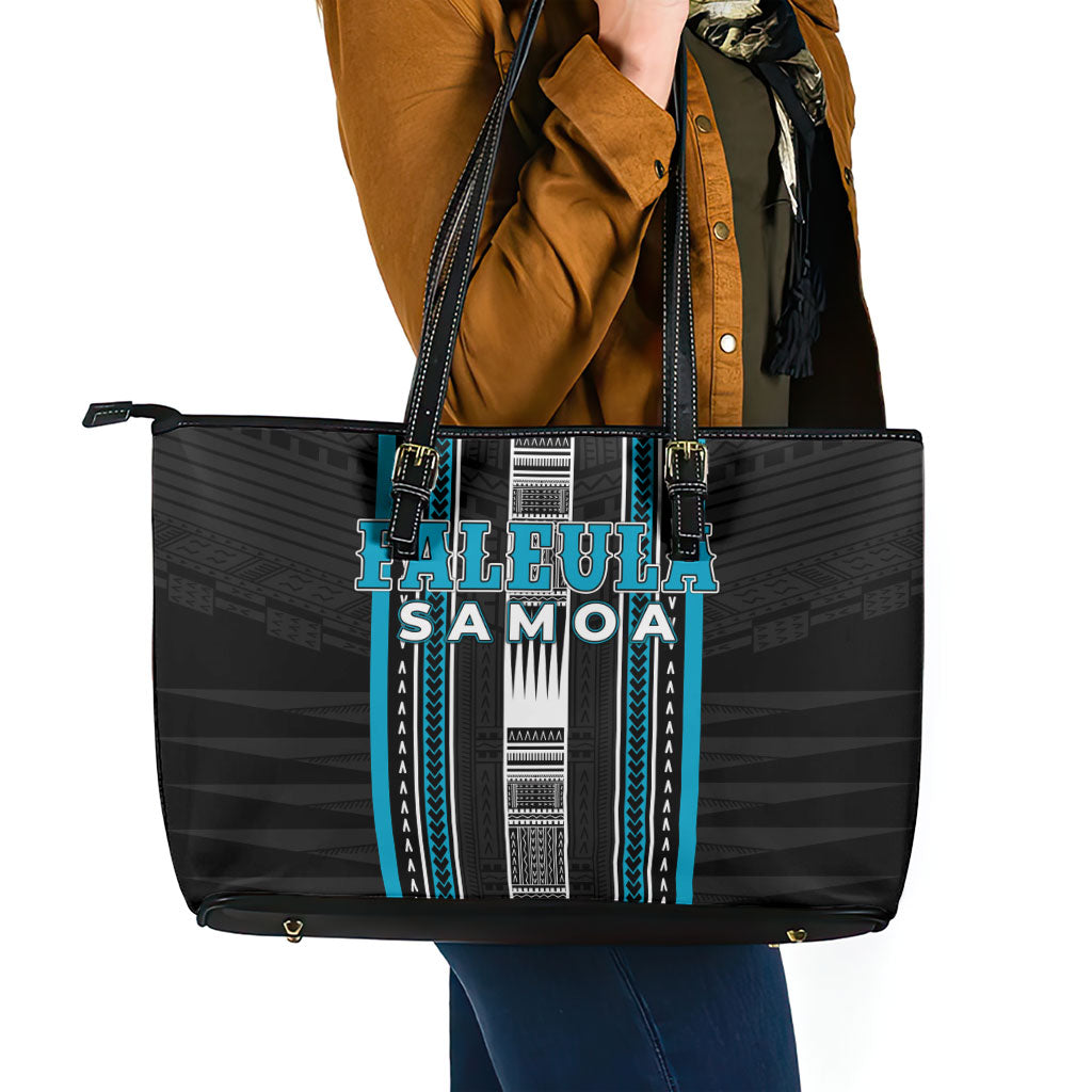 Faleula Samoa Leather Tote Bag Samoan Tribal Pattern LT05 - Polynesian Pride