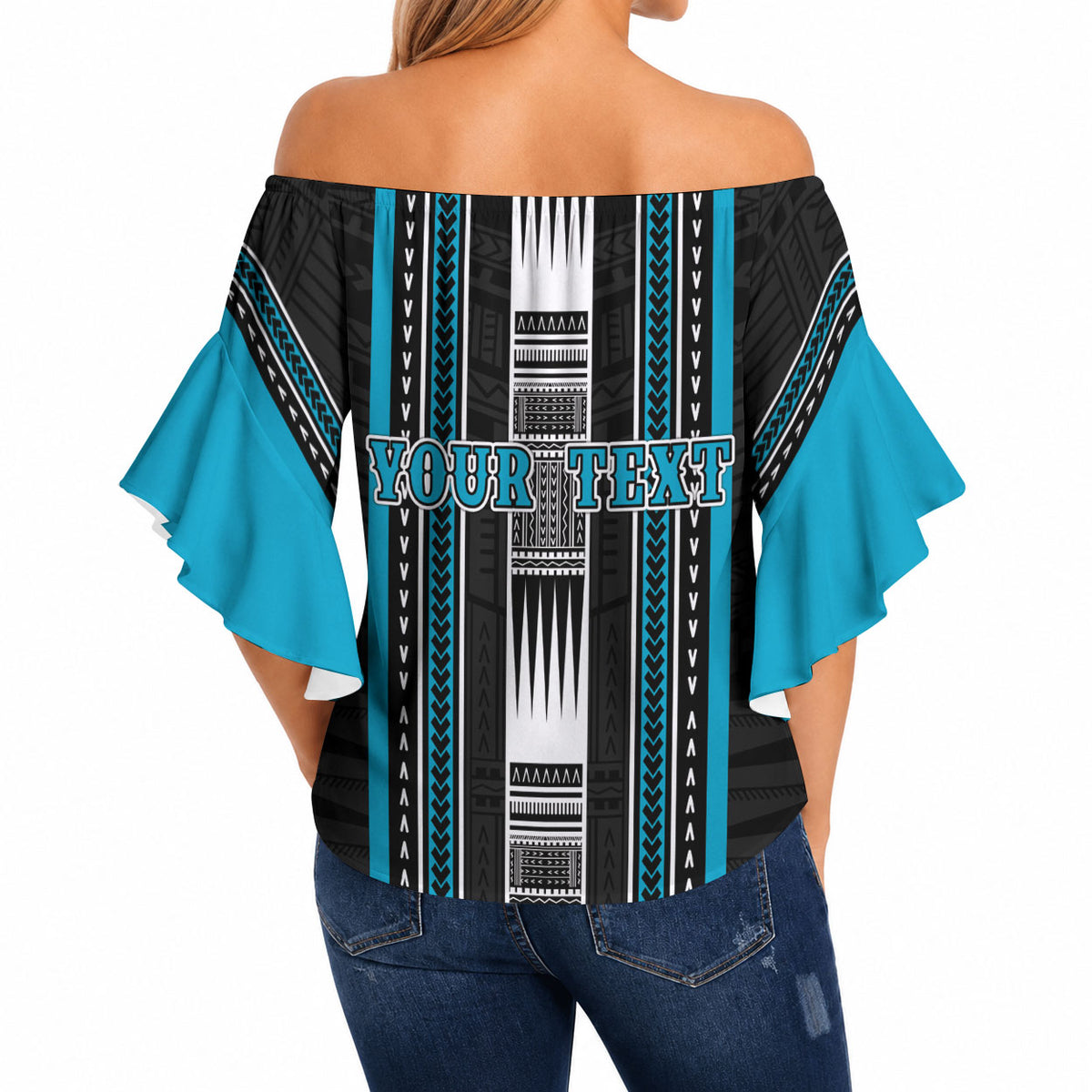 Personalised Faleula Samoa Off Shoulder Wrap Waist Top Samoan Tribal Pattern LT05 - Polynesian Pride