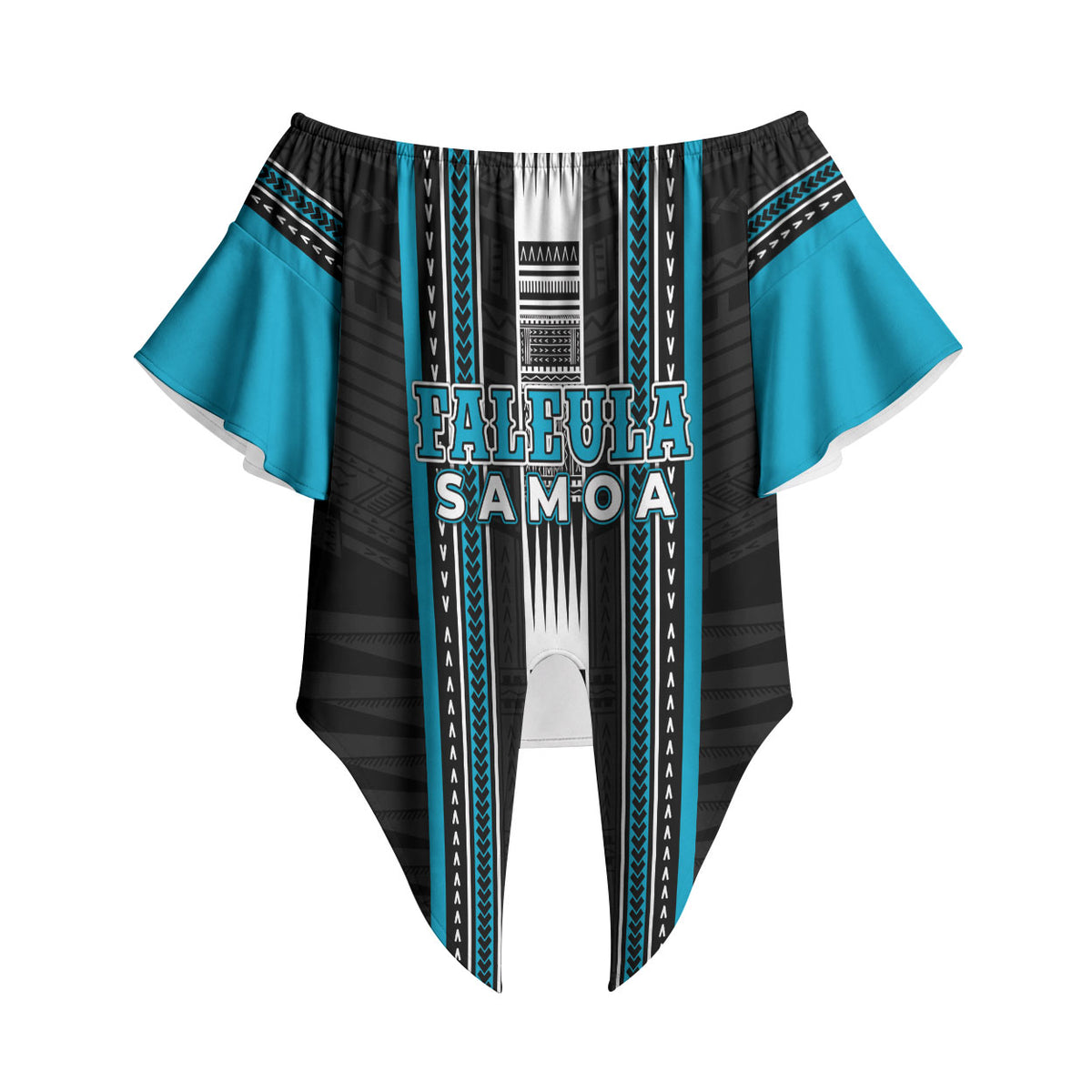 Personalised Faleula Samoa Off Shoulder Wrap Waist Top Samoan Tribal Pattern LT05 - Polynesian Pride