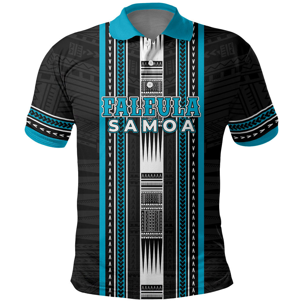 Personalised Faleula Samoa Polo Shirt Samoan Tribal Pattern LT05 Blue - Polynesian Pride