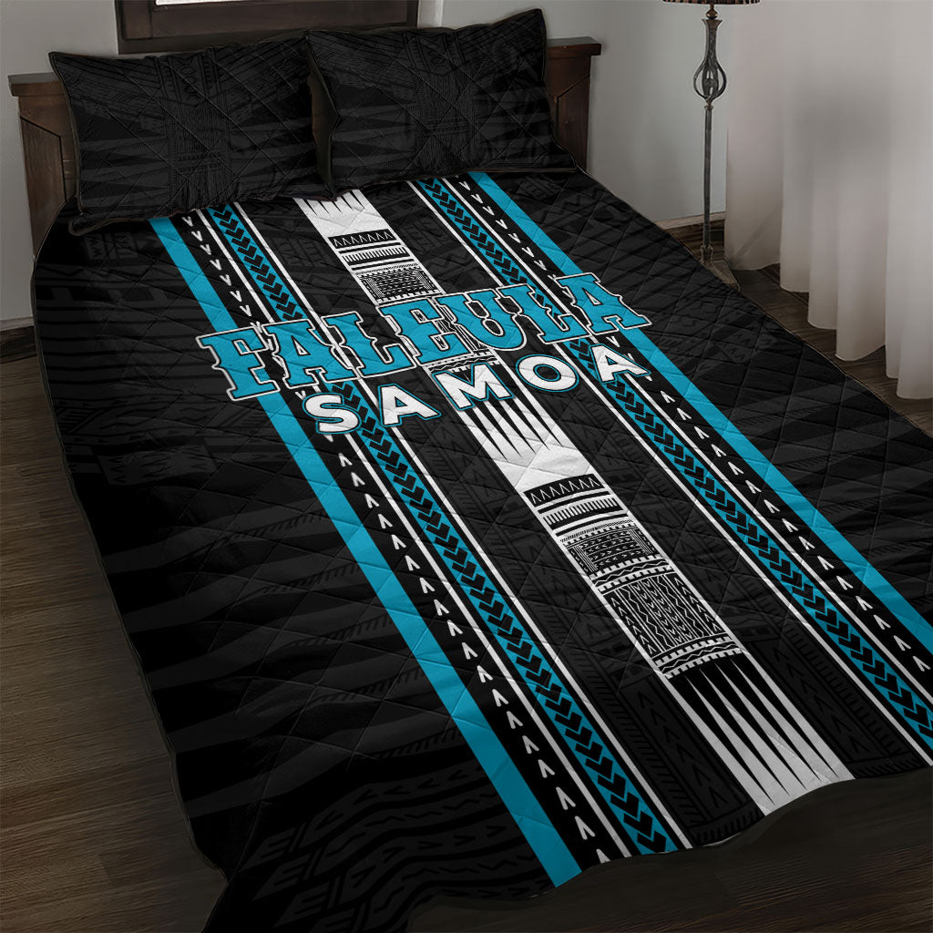 Faleula Samoa Quilt Bed Set Samoan Tribal Pattern LT05 Blue - Polynesian Pride