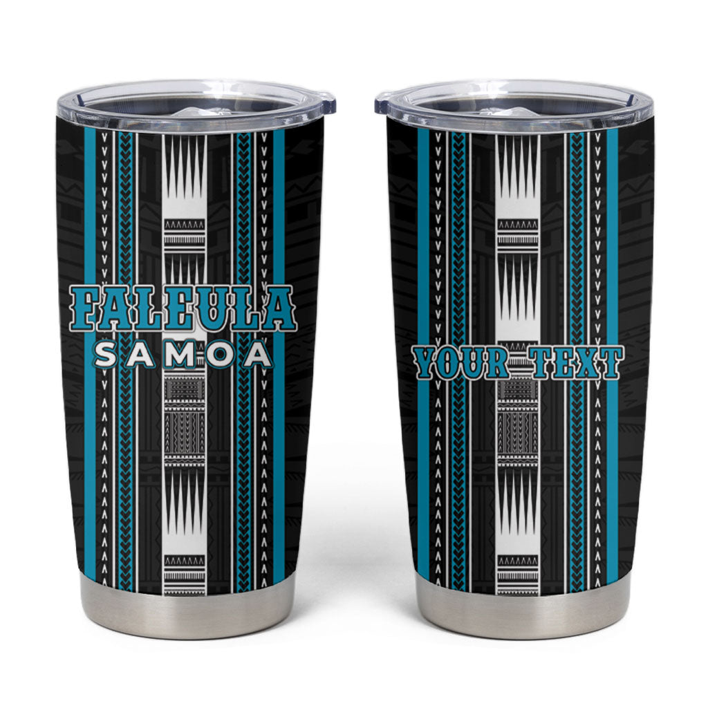 Personalised Faleula Samoa Tumbler Cup Samoan Tribal Pattern LT05 Blue - Polynesian Pride