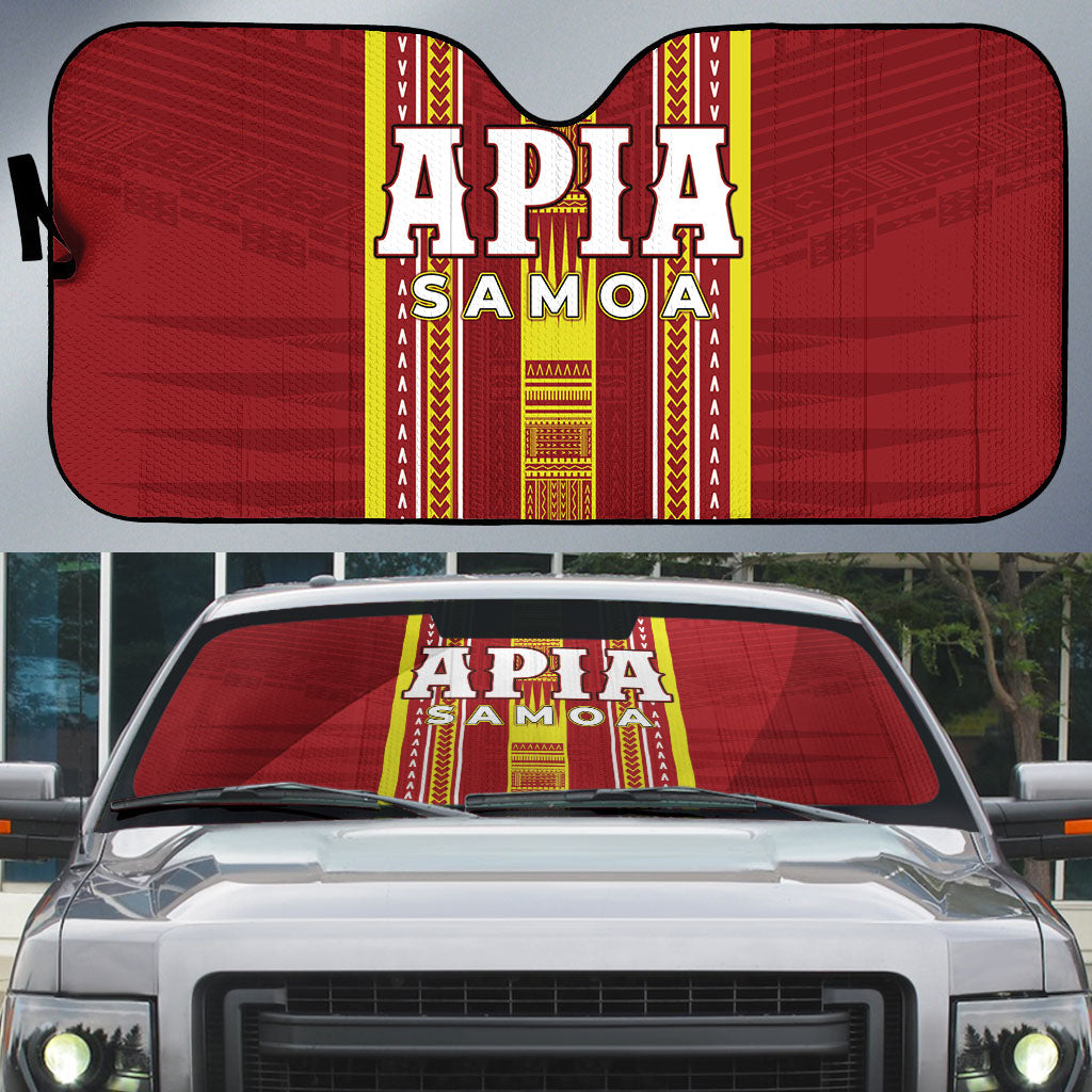 Apia Samoa Auto Sun Shade Samoan Tribal Pattern LT05 Red - Polynesian Pride