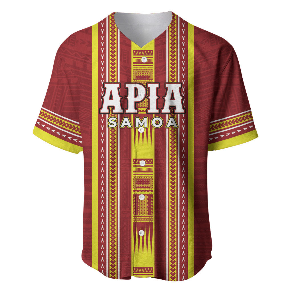 Personalised Apia Samoa Baseball Jersey Samoan Tribal Pattern LT05 Red - Polynesian Pride