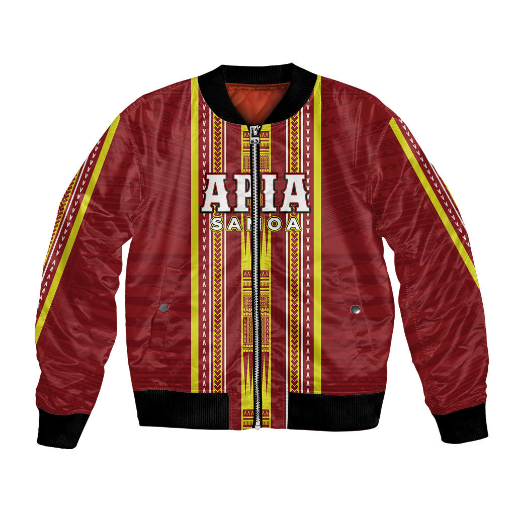 Personalised Apia Samoa Bomber Jacket Samoan Tribal Pattern LT05 Unisex Red - Polynesian Pride