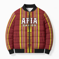 Personalised Apia Samoa Bomber Puffer Jacket Samoan Tribal Pattern LT05 Unisex Red - Polynesian Pride