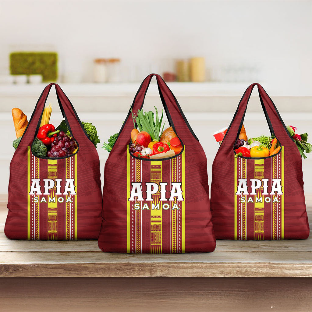 Apia Samoa Grocery Bag Samoan Tribal Pattern LT05 3-pack One Size Red - Polynesian Pride
