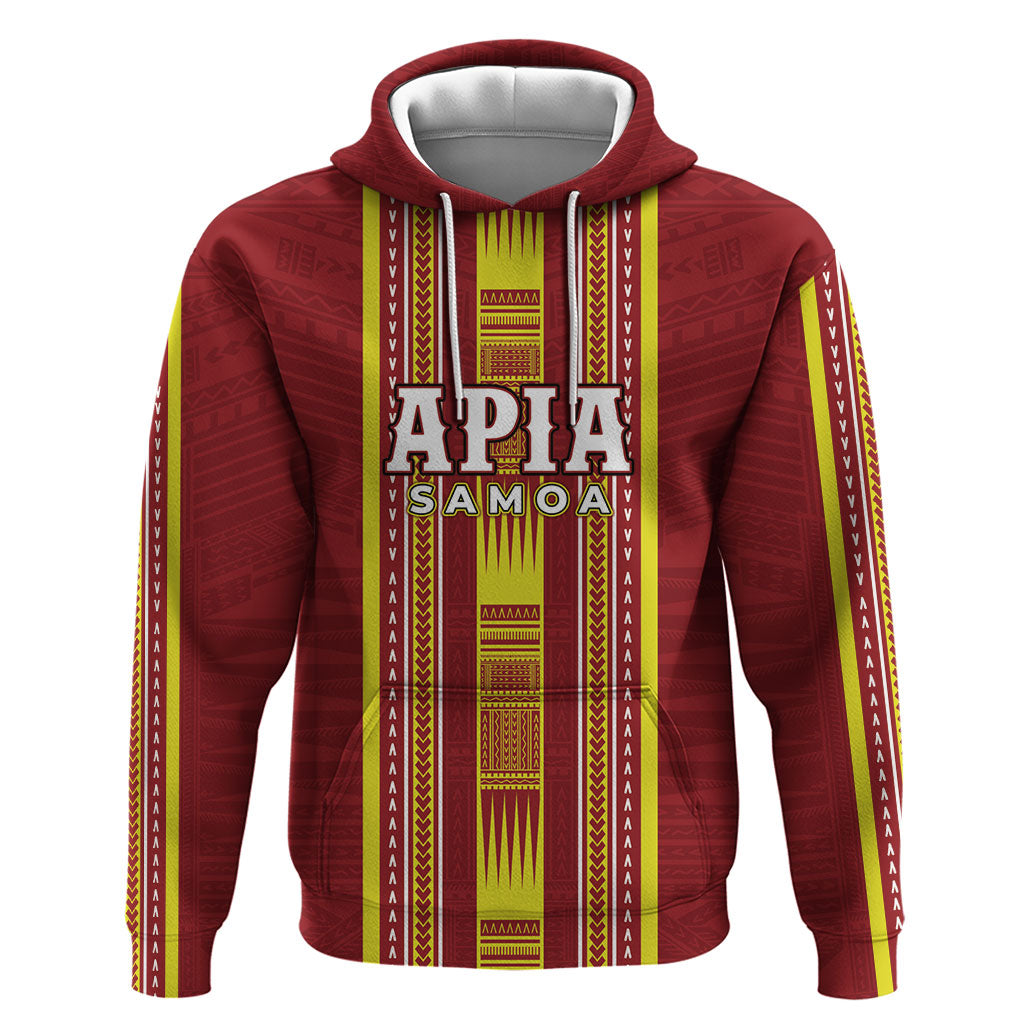 Personalised Apia Samoa Hoodie Samoan Tribal Pattern LT05 Pullover Hoodie Red - Polynesian Pride