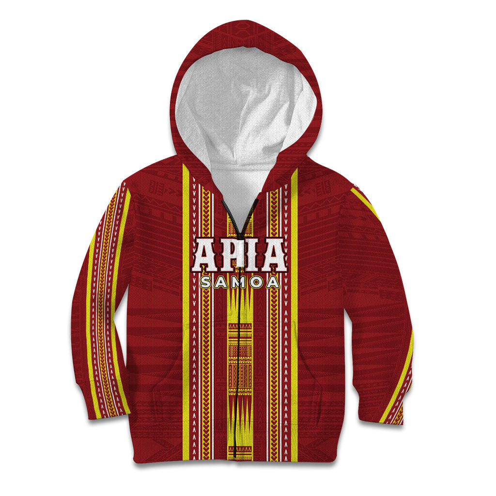 Personalised Apia Samoa Kid Hoodie Samoan Tribal Pattern LT05 Zip Hoodie Red - Polynesian Pride