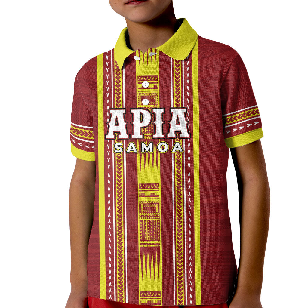 Personalised Apia Samoa Kid Polo Shirt Samoan Tribal Pattern LT05 Kid Red - Polynesian Pride