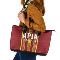 Apia Samoa Leather Tote Bag Samoan Tribal Pattern LT05 Red - Polynesian Pride
