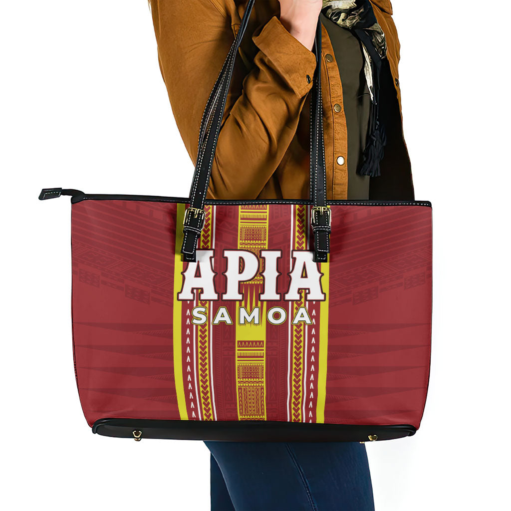Apia Samoa Leather Tote Bag Samoan Tribal Pattern LT05 - Polynesian Pride