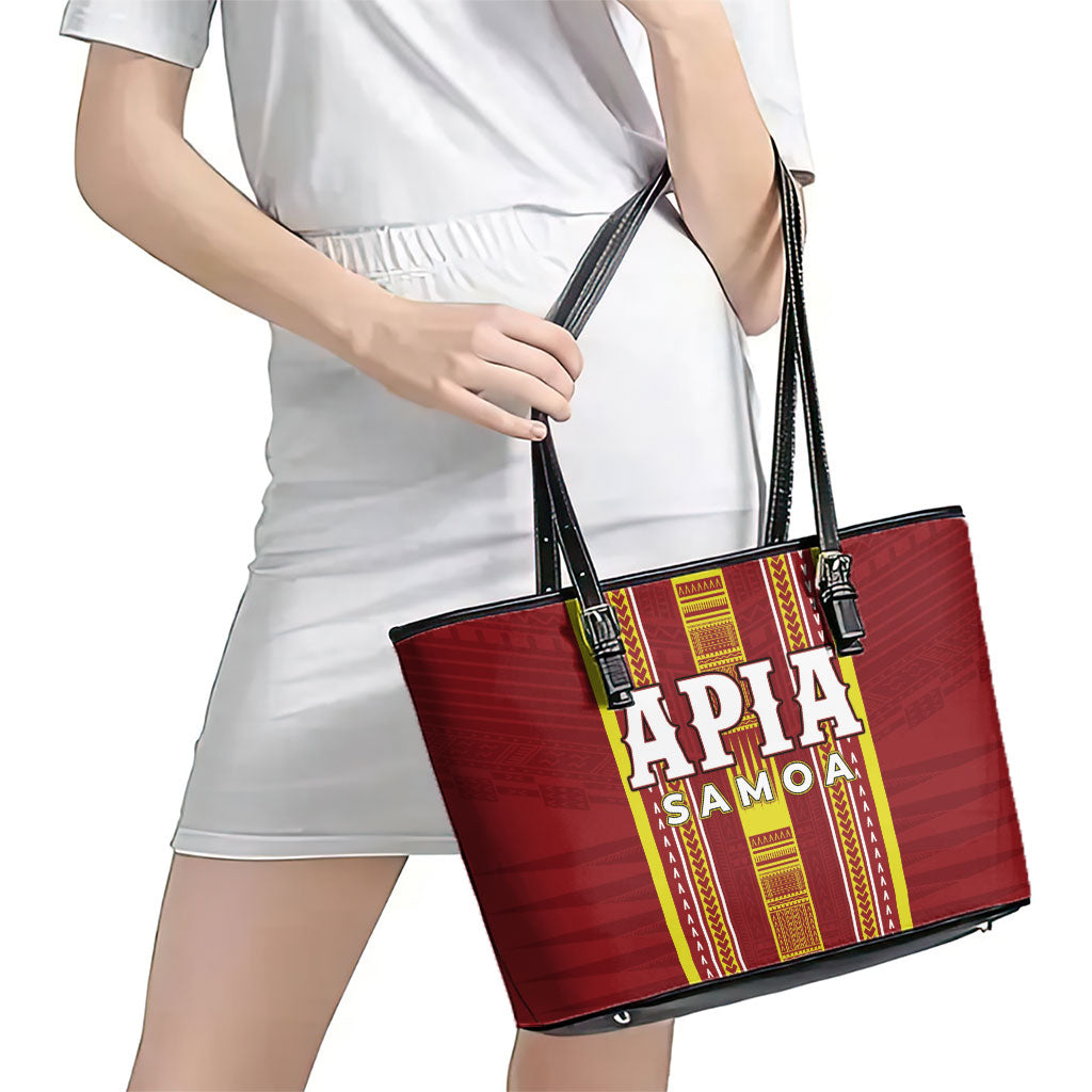 Apia Samoa Leather Tote Bag Samoan Tribal Pattern LT05 - Polynesian Pride