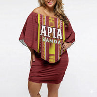 Personalised Apia Samoa Off Shoulder Short Dress Samoan Tribal Pattern LT05 Women Red - Polynesian Pride