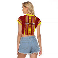 Personalised Apia Samoa Raglan Cropped T Shirt Samoan Tribal Pattern LT05 - Polynesian Pride