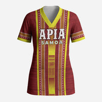 Personalised Apia Samoa Scrub Top Samoan Tribal Pattern LT05 Adult Red - Polynesian Pride