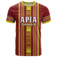 Personalised Apia Samoa T Shirt Samoan Tribal Pattern LT05 Red - Polynesian Pride