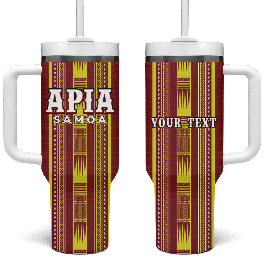 Personalised Apia Samoa Tumbler With Handle Samoan Tribal Pattern LT05 One Size: 40 oz Red - Polynesian Pride