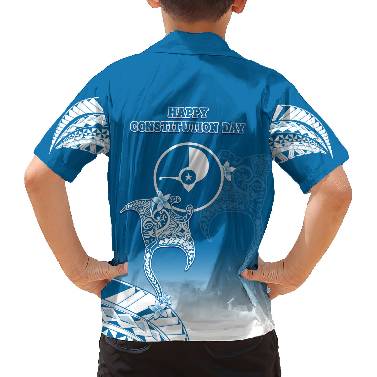 FSM Yap Constitution Day Family Matching Long Sleeve Bodycon Dress and Hawaiian Shirt Polynesian Batoids LT05 - Polynesian Pride