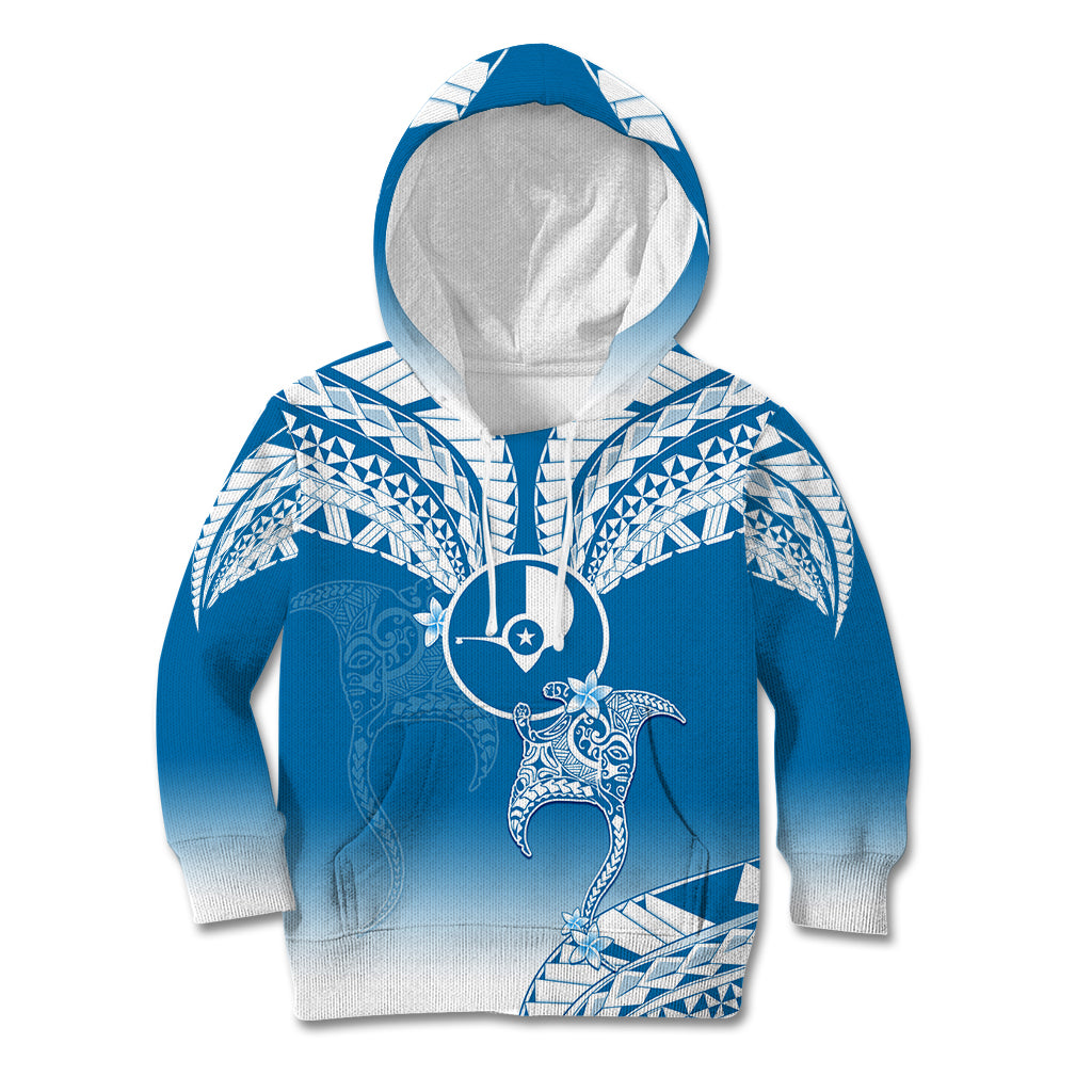 FSM Yap Constitution Day Kid Hoodie Polynesian Batoids LT05 Blue - Polynesian Pride