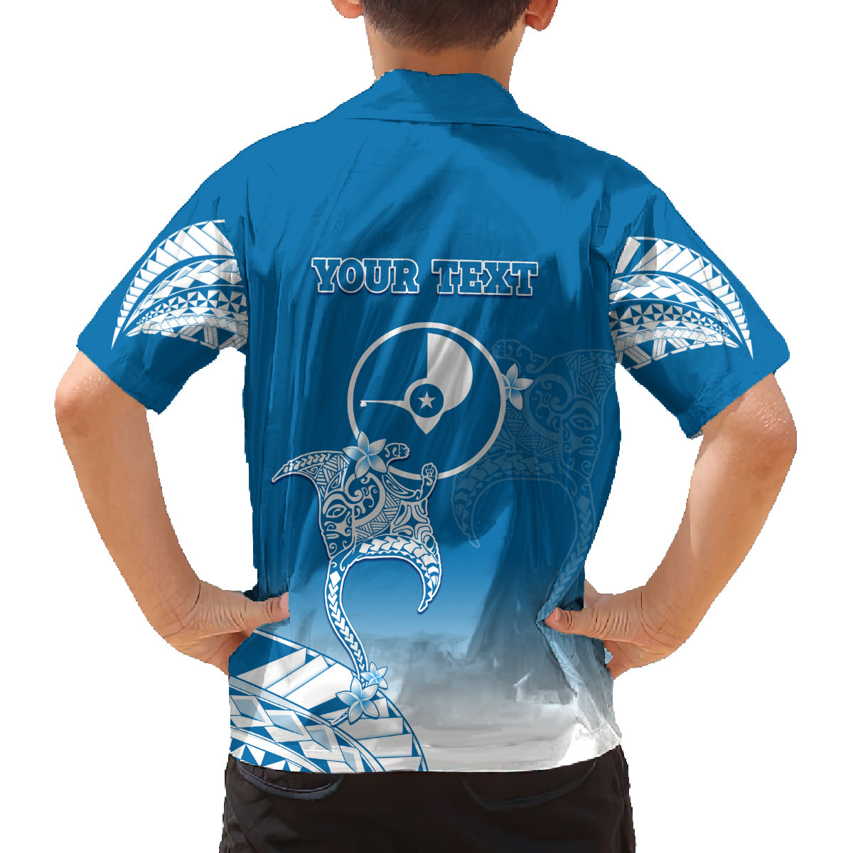 Personalised FSM Yap Constitution Day Family Matching Off Shoulder Long Sleeve Dress and Hawaiian Shirt Polynesian Batoids LT05 - Polynesian Pride