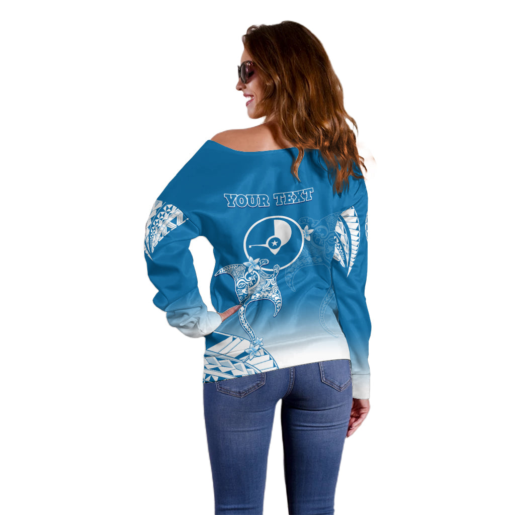 Personalised FSM Yap Constitution Day Off Shoulder Sweater Polynesian Batoids LT05 - Polynesian Pride