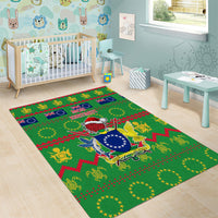 Cook Islands Christmas Area Rug Santa Coat Of Arms Meri Kiritimiti LT05 - Polynesian Pride